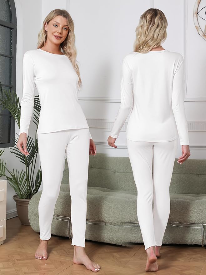 VZV Thermal Underwear for Women, Long Johns for Women Thermal Sets Fleece Lined Base Layer Top and Bottom Set