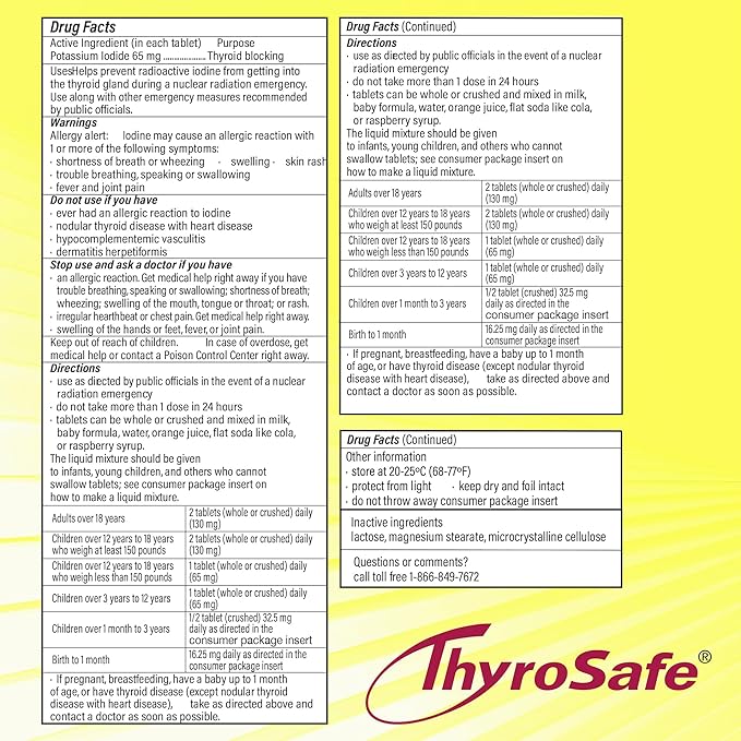 65mg Potassium Iodide Tablets (40 Pack) - Protects Your Thyroid from Nuclear Radiation Exposure
