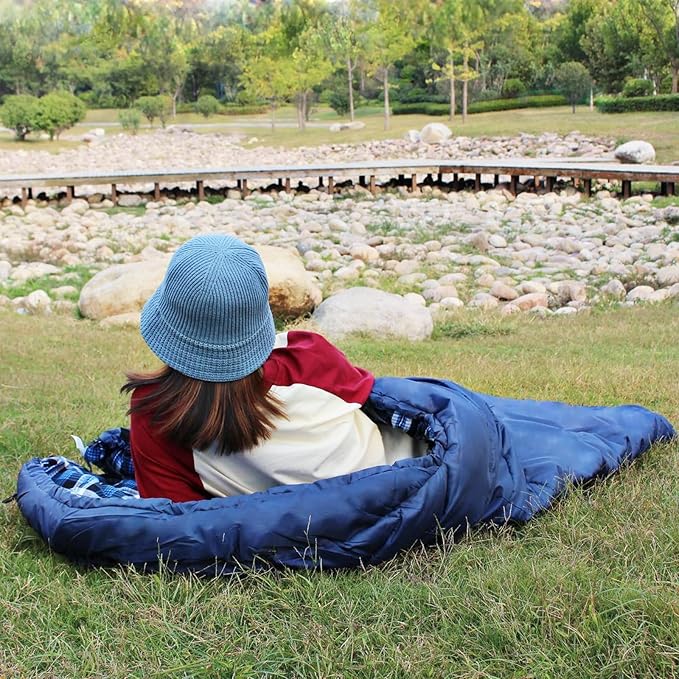 0 Degree Sleeping Bag 100% Cotton Flannel XXL Cold Weather Winter Oversized Sleeping Bag for Adults Camping Zero Degree Big and Tall with Compression Sack