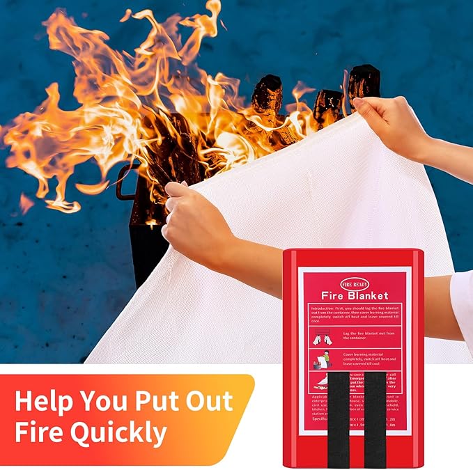 4 Packs Emergency Fire Blanket, Fiberglass Fire Suppression Blanket with Box Fireproof Flame Retardant Safety Survival Cover for Home Kitchen Fireplace Grill Office Warehouse