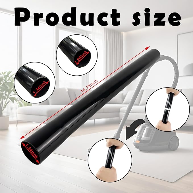 Vacuum Extension Tubes 4Pack, 1.25 Inch Diameter, 14.76 Inch Length - Black | Compatible with 1-1/4 Inch Hose Wet/Dry Vacuum Cleaners | Versatile Tool (Black, 4 P 14.76 ")