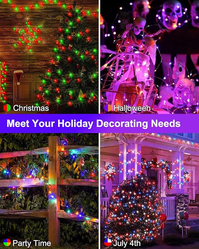 Smart Fairy Lights 33Ft 100 LED Twinkle String Lights with Remote & APP Control, Color Changing USB Christmas Tree Lights Music & Mic Sync for Halloween Bedroom Holiday Party Decor