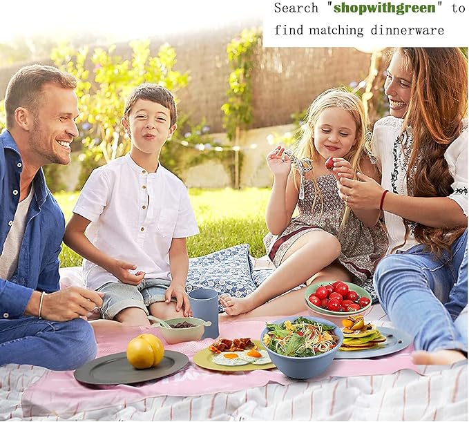 shopwithgreen 10 Inch Wheat Straw Dinner Plates, 6 Pack Unbreakable Sturdy Plastic Reusable Plates, Microwave and Dishwasher Safe Plates Set, Non-Toxic, BPA Free