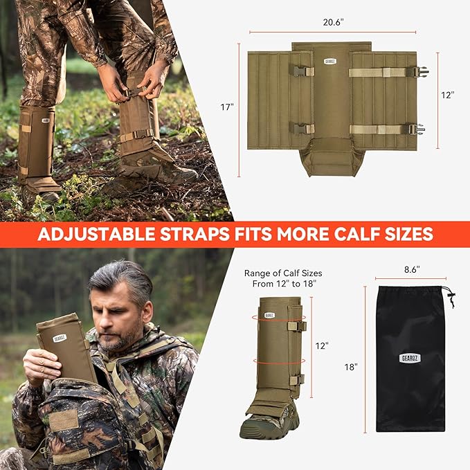 Snake Gaiters Snake Chaps, Waterproof Lower Legs Snake Guards, Snake Bite Protective Gaiters, Anti-Snake Gaiters for Men/Women, Adjustable Size for Hunting/Hiking/Farm Working