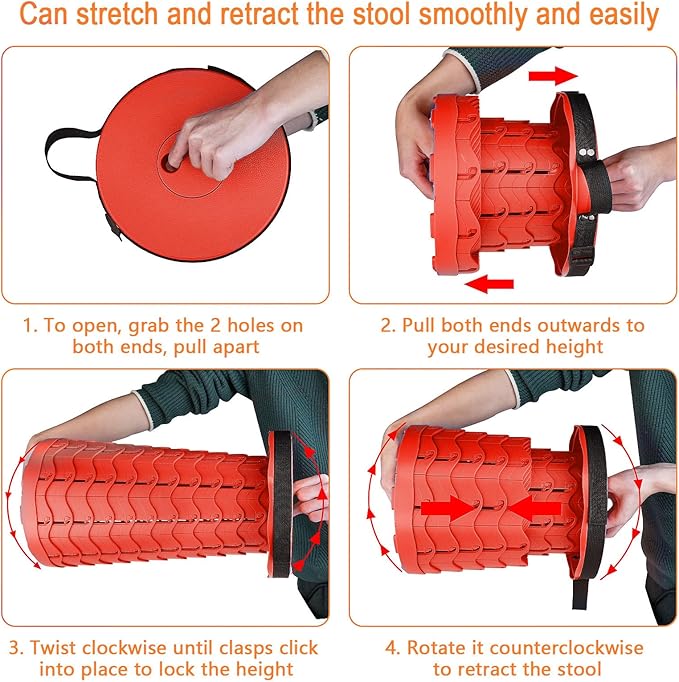 Boreeman Upgraded Folding Stool Lightweight Yet More Sturdy with Load Capacity 400lbs Portable Collapsible Stool for Camping Fishing Hiking BBQ (All Red)