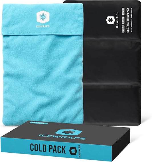 ICEWRAPS 12"x21" Extra Large Ice Pack with Soft Fabric Cover | Clay Ice Pack for Physical Therapy | Soft Ice Packs for Injuries Reusable Blue