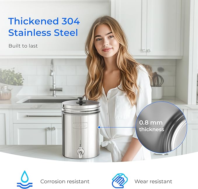 Waterdrop Gravity-fed Water Filter System, with Upgrade 3 Black Carbon Filters and Metal Spigot, 9000 Gallon Longer Lifespan and 150% Faster Flow, King Tank Series, 2.25G