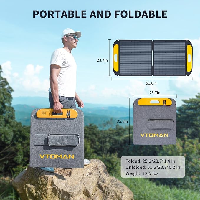 VTOMAN FlashSpeed 300 Portable Power Station with 110W Solar Panel, 300W/230Wh LiFePO4 Battery Solar Generator, PD 100W Type-C, 3000 Cycles, 6 Outlets for Camping, Home Backup, Off-grid