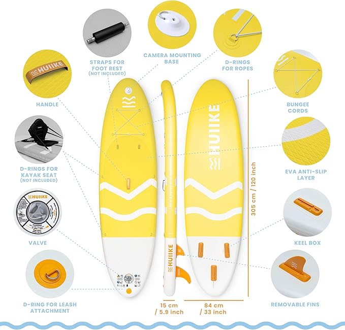 Inflatable Paddle Board for Adults with Accessories Included, Oar, Fins, Pump. Stand Up Paddleboard Great Stability and Resistance. 10’ x 33" x 5.9", Maximum Load 286 lb