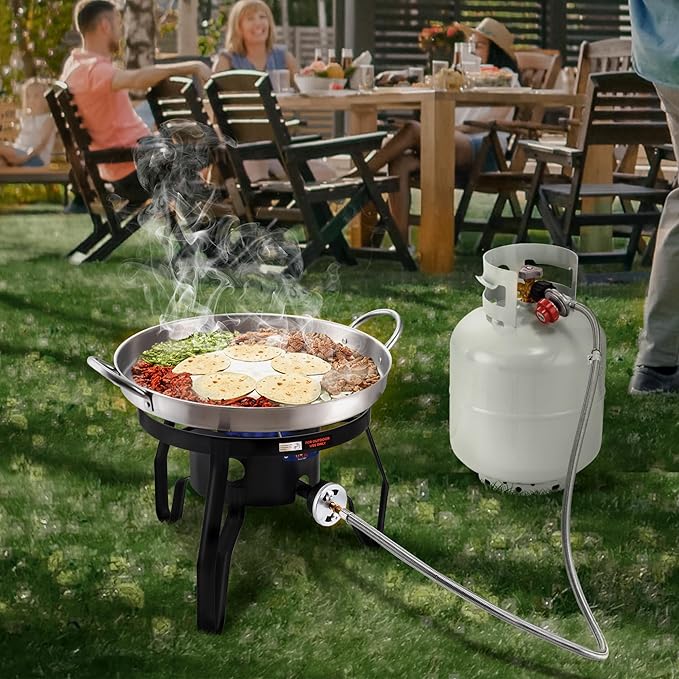ARC Propane Burner, 55,000 BTU Cast Iron Single Burner Propane Stove for Outdoor Cooking with Rust-proof Hose & Adjustable Regulator, Great for Turkey Fry, Crawfish Boil, Home Brewing
