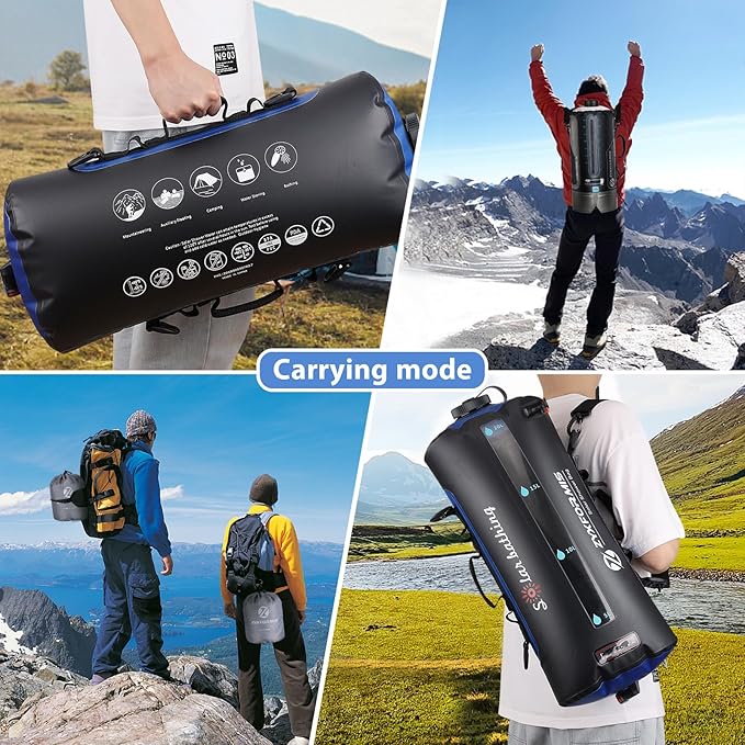 Camping Shower Bag, 5 Gal/20L TPU Material Portable Shower Bag with Foot Pump and Press-Type Shower Nozzle for Camping Beach Swimming Outdoor Traveling Hiking