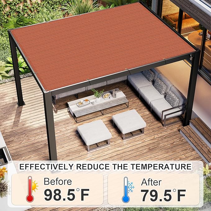 Cool Area Sun Shade Cloth with Grommets 4×13 FT Shade Panel Shade Tarp Screen Fabic for Outdoor Patio Pergola Cover Deck Garden, Terra Red (Customized)