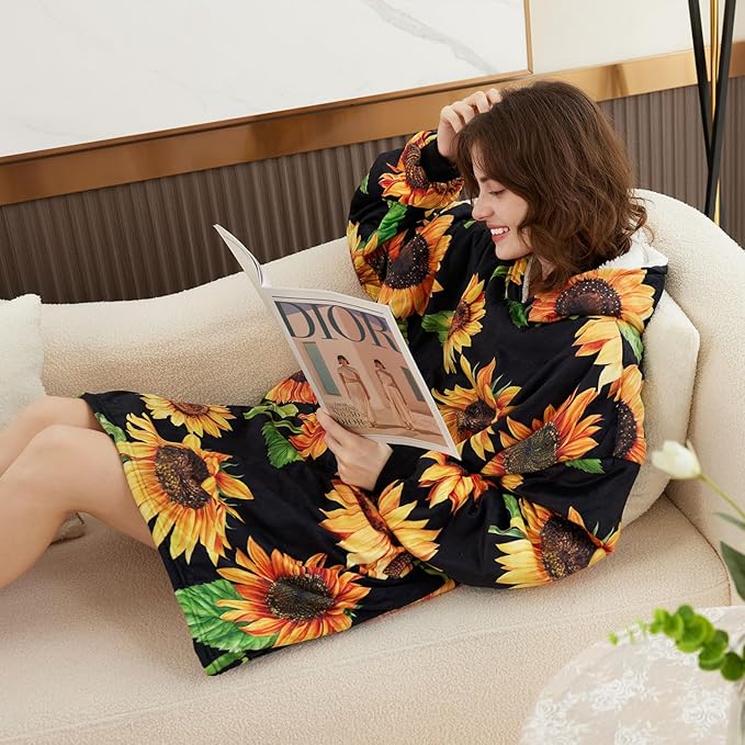 LetsFunny Blanket Hoodie,Oversized Wearable Sherpa Fleece Blanket Sweatshirt,Super Soft Warm Cozy with Giant Pocket,Gifts for Women Men Adults Teenagers Kids, One Size Fits All