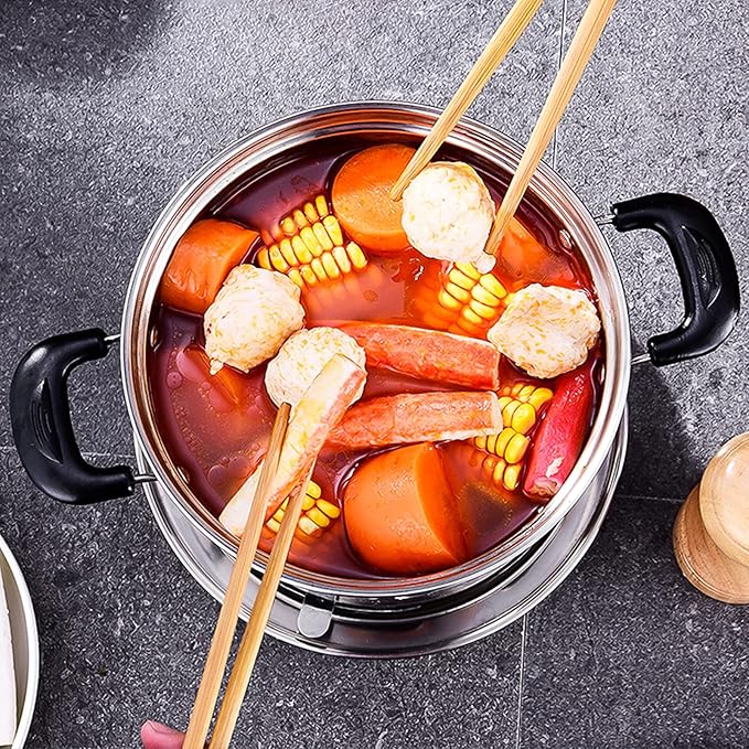 Camping Stove With Pot 18cm Stainless Steel Alcohol Stove Portable Camp Oven Cookware Set for Indoor Outdoor Camping Hiking Backpacking Picnic, No Electricity Required Adjustable Fire (1-3 people)