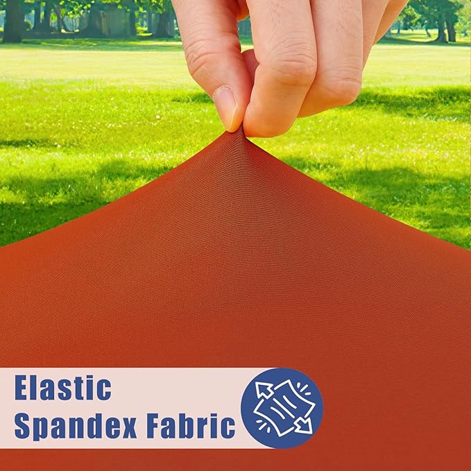 Spandex Picnic Table Cloth 2 Pack, Elastic Fitted Tablecloths for 6 Foot Rectangle Tables, Stretch Washable Patio Table Cover for Outdoor, Camping, Banquet and Parties (Rust, 30"x72")
