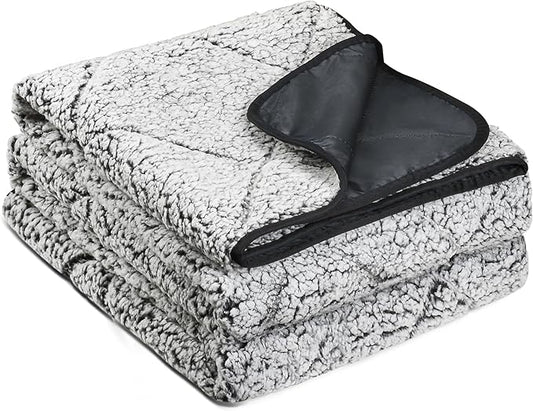 Tirrinia Waterproof Outdoor Blanket with Sherpa Lining, Windproof Triple Layers Warm Comfy Foldable for Camping Stadium, Beach, Picnic, Grass, Concerts, Car, Dog, 51''X 59'' & 59''X 80''
