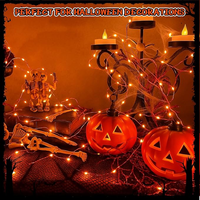 Macarrie Fairy Lights USB Powered 16 ft 50 LED String Lights Plug in for Xmas Indoor Outdoor Party Wedding Home Festival Tree Garden Decoration (Orange,6 Pcs)