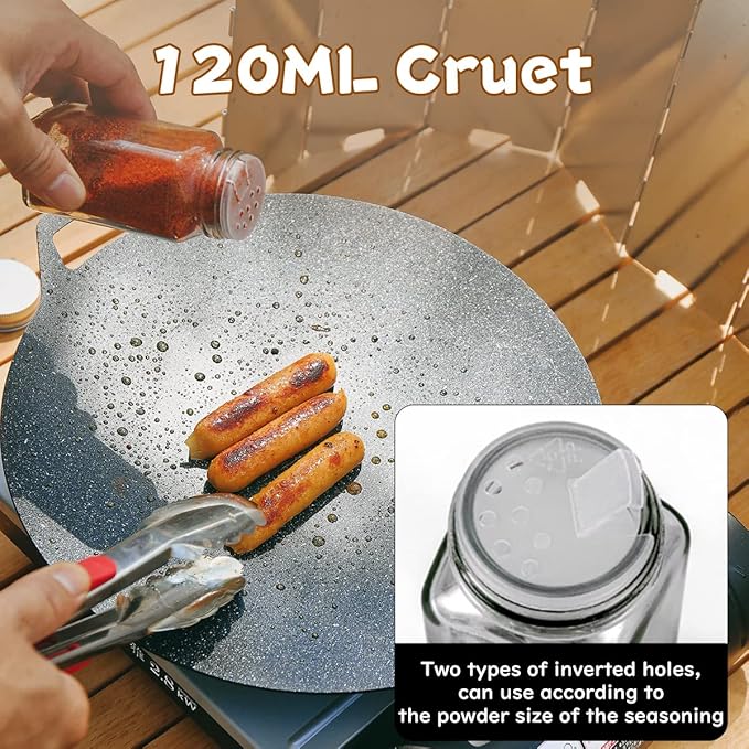 HIKEMAN Camping Portable Spice Set with 9 Spice Containers Pepper & Salt Spice Shakers, Separable Storage Bag for Outdoor Travel Camping BBQ Picnic