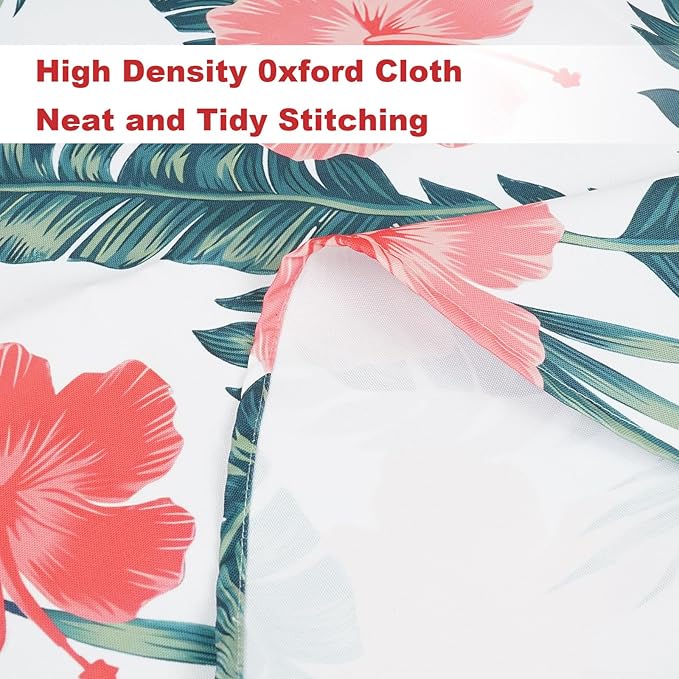 SquarePie Round Outdoor Talecloth, 60'' Waterproof Spill Proof Patio Table Cloth Cover with Umbrella Hole and Zipper for Spring Summer Party Picnic,Palm Leaf Red Flower