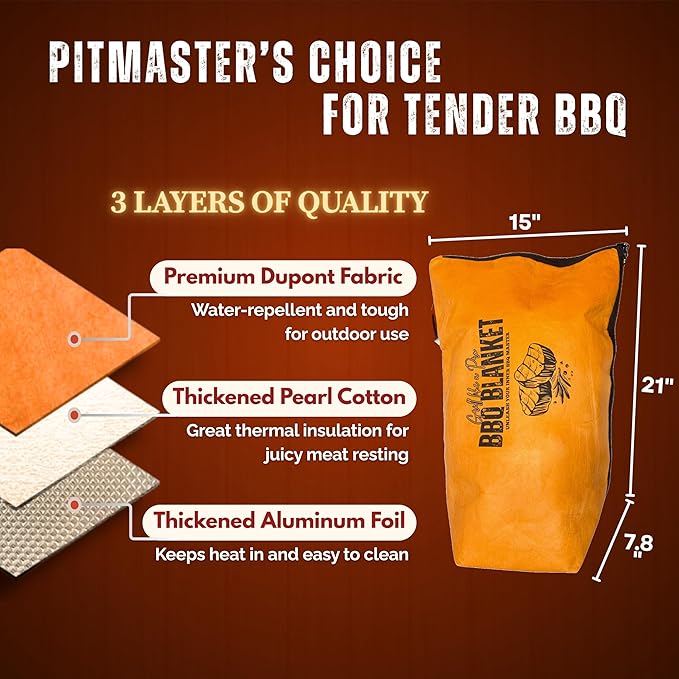 AMADOCOOK™ BBQ Blanket for Resting Meat - Reusable Insulated Meat Resting Bag for Moisture Retention and Tender BBQ - Heavy-Duty with Wide Mouth for Large Brisket, Turkey (21"Original) (21" Original)