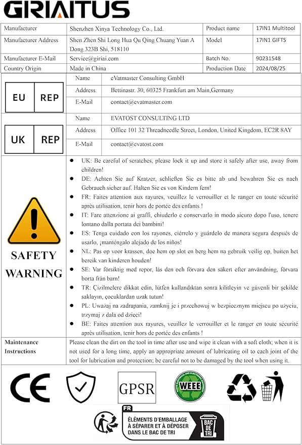 Multi-Tool Gifts for Men, Christmas Stocking Stuffers for Dad from Daughter Son, Multitool Knife 17 in 1 EDC Gear Cool Father Unique Birthday Gifts for Him Husband Boyfriend Grandpa Camping Essentials