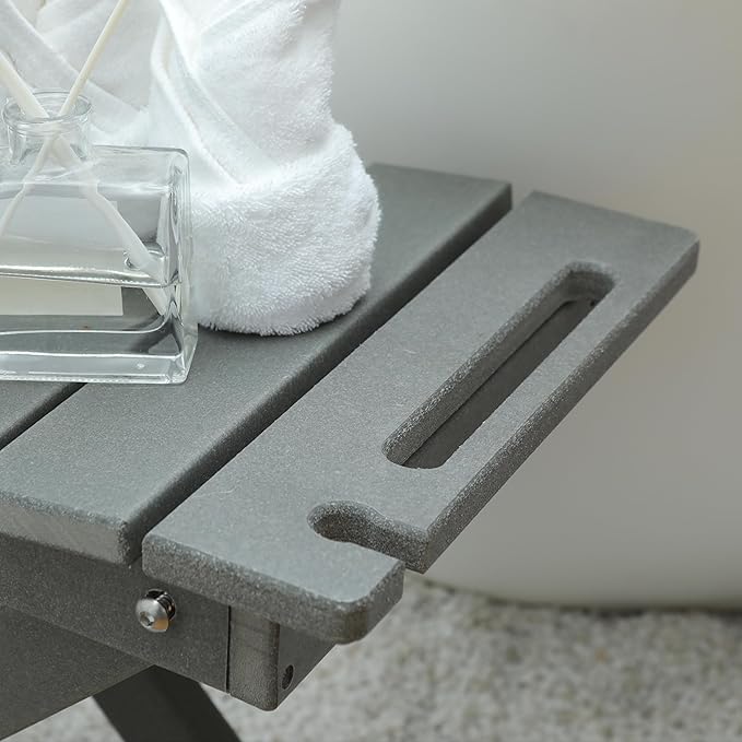 Urban Nest HDPE Folding Shower Stool, Non-Slip Bath Stool for Bathtub Steps, Lightweight and Waterproof (300lb Capacity)