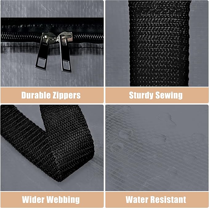 Heavy Duty Moving Bags - Extra Large Packing Bags and Storage Totes, Collapsible and Foldable Option for Moving and Storage, Grey, 125 L - 12 Pack