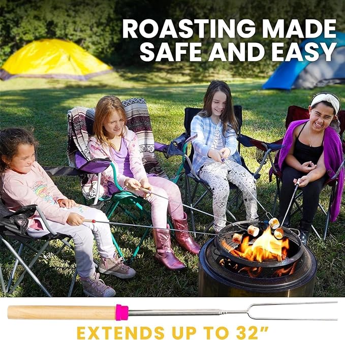Zulay Sturdy Marshmallow Sticks for Fire Pit Extra Long - Great Smores Sticks Smores Kit for Fire Pit - Marshmallow Roasting Skewers - Hot Dog Fork Bonfire Glamping Camping Accessory 32" Value 20 Pack
