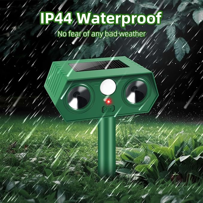 2025 Upgraded Solar Animal Repellent,Ultrasonic Animal Repeller Outdoor with Motion Sensor Cat, Squirrel, Deer, Dog, Raccoon, Skunk, Bird,Rabbit Repellent for Yard, Garden, Lawn,4 Pack