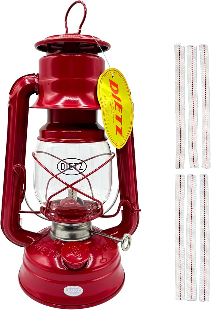 Light of Mine - Dietz #76 Original Red Oil Lantern with 1/2" Replacement Wick Strips (Red)
