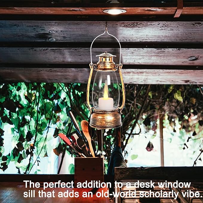 Vintage Lantern Decor, 4-Pack Flickering LED Candle Lantern with Remote Small Sized Lantern Indoor Outdoor Hanging Lanterns for Wedding Centerpiece,Halloween,Christmas,Farmhouse Decorations