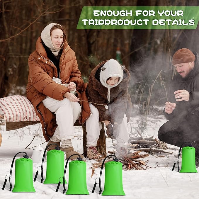 Qunclay 6 Set Emergency Sleeping Bag Portable Bivy Sack with Whistles Thermal Waterproof Survival Bag Foldable Lightweight Emergency Supplies for Outdoor Travel Camping Hiking