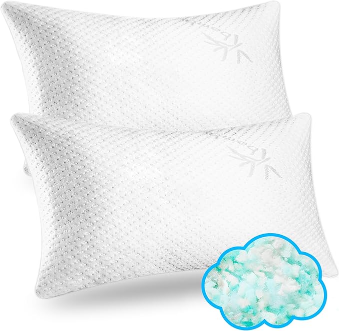 Xtreme Comforts 2-Pack Memory Foam Pillows Made in The USA - King Size, Slim Cooling Pillow for Sleeping on Side, Back & Stomach - Firm and Soft Bed Pillows