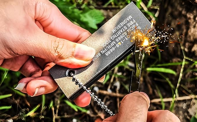 Magnesium Flint Fire Starter, Survival Fire Blocks with Striker for Camping/Hiking/Emergency