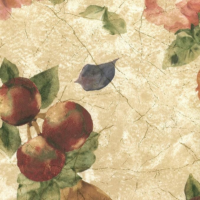 LAMINET Elastic Fitted Table Cover - Antique Fruit - Large Round - Fits Tables up to 45-56” Diameter