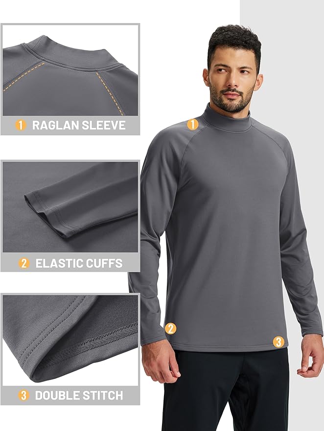 TACVASEN Mens Thermal Fleece Shirt Mock Turtle Neck Base Layer Long Sleeve Athletic Warm Undershirt Winter Running Tops