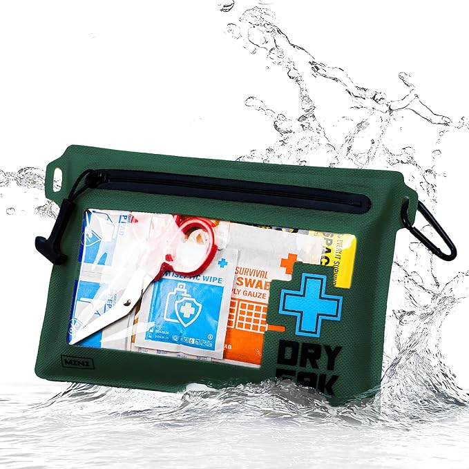 EVERLIT Ultralight Waterproof First Aid Kit, Boat First Aid Kit, Marine Medical Kit for Boating, Kayak, Backpacking, Hiking, Camping, Emergency Kit (Green)
