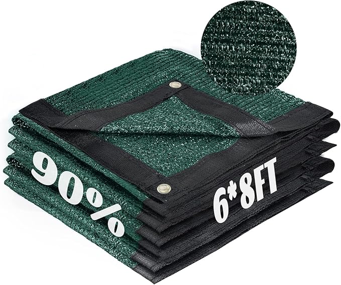 Cool Area 90% Sun Shade Cloth Mesh Tarp with Grommets for Plant Cover 6x8ft Patio Canopy Garden Pergola Blackhouse Car Barn Kennel Green