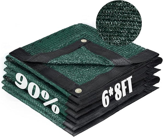 Cool Area 90% Sun Shade Cloth Mesh Tarp with Grommets for Plant Cover 6x8ft Patio Canopy Garden Pergola Blackhouse Car Barn Kennel Green