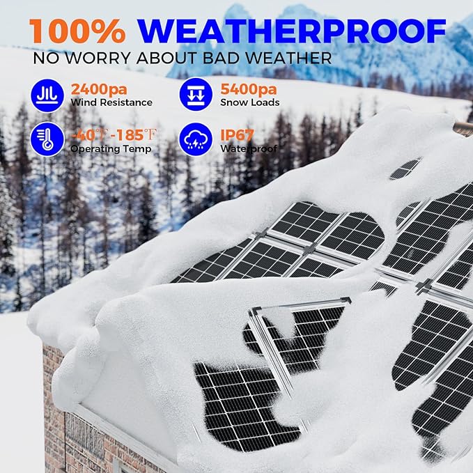 200W 12V Solar Panels, High Efficiency 9BB Cell Monocrystalline Solar Panel IP67 Waterproof, Suitable for RV, Marine, Rooftop, Home, Yacht, Off-Grid Applications (2-Pack 100W)