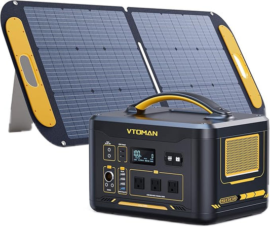 VTOMAN Jump 1500X Portable Power Station with 110W Solar Panel, 1500W/828Wh LiFePO4 Battery Solar Generator with 1500W Constant-Power, PD 100W Type-C, Capacity Expandable for Camping, Home Backup