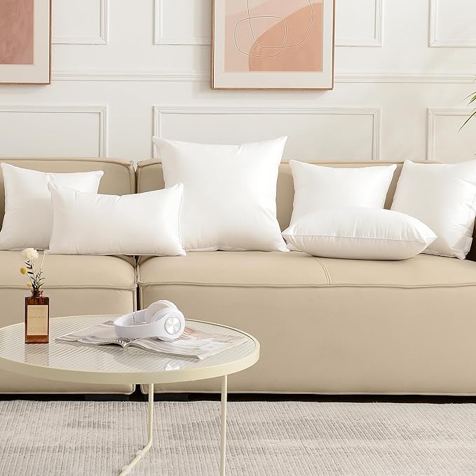 Oubonun 26x26 Outdoor Pillow Inserts (Pack of 2) - Square Waterproof Throw Pillow - Decorative Throw Pillows Insert for Couch Sofa Bed Patio Furniture - White Pillows