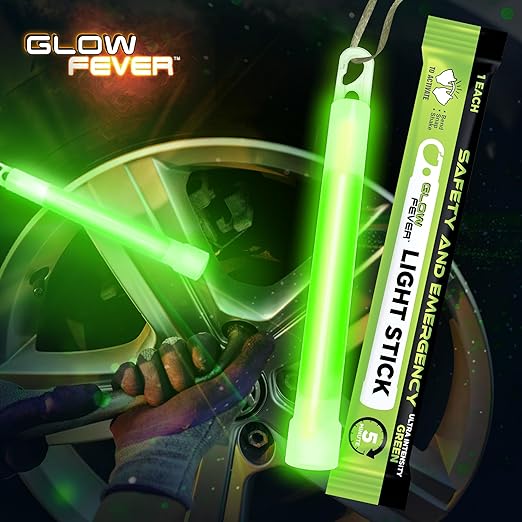 Glow Fever Super Bright Emergency Safety Military Grade Glow Sticks with 5 Minutes Duration. Great for Concerts Live Events, Camping, Dancing, Weddings and Summer Vacation (Green, 10PCS)