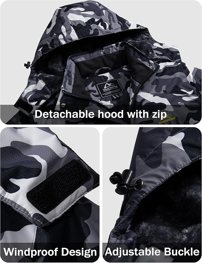 MAGCOMSEN Men's Winter Coats Water Resistant Ski Snow Jacket Warm Fleece Jacket Parka Raincoats With Multi-Pockets