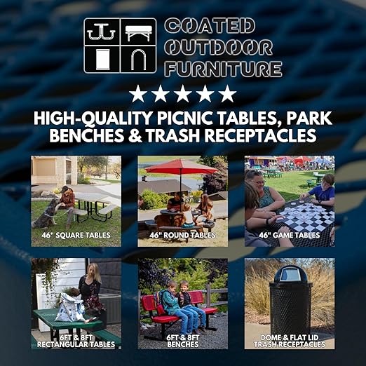 RDT-P-TXTDBL Heavy Duty Round Trash Receptacle with Dome Top, Liner Included, 32 Gallon, Textured Dark Blue, Made in America