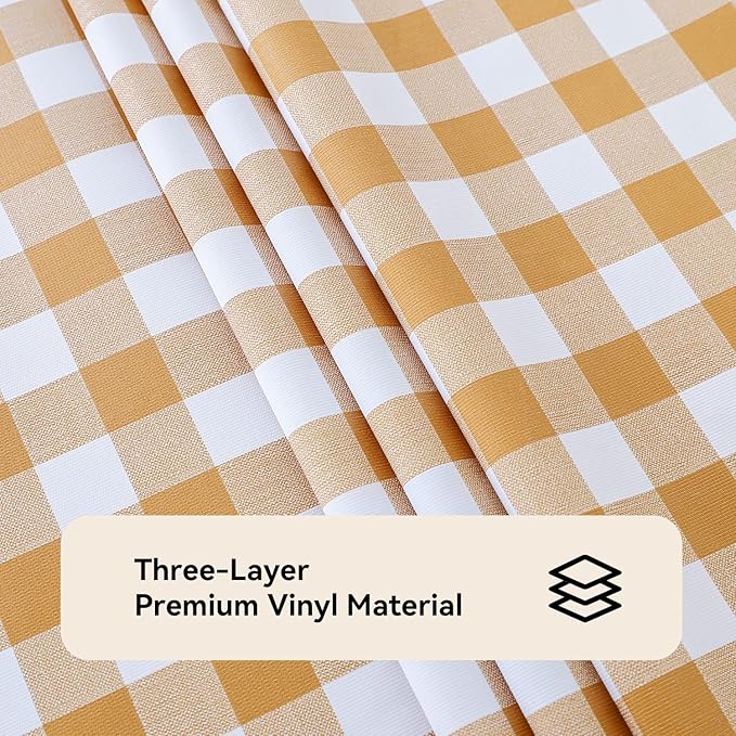 Romanstile Square Vinyl PVC Tablecloth, 100% Waterproof Buffalo Plaid Plastic Table Cloth, Oil Proof Heavy Duty Wipeable Table Covers for Dining/Camping/Picnic/Outdoor - 60 x 60, Coffee and White
