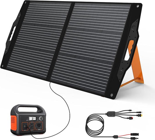 [Upgraded] FlexSolar 100W Portable Solar Panel for Power Station,Foldable Solar Charger with Adjustable Kickstand,QC3.0 USB-A/USB-C/M-C-4 Output IP67 Waterproof Solar Panels for Camping RV Emergency