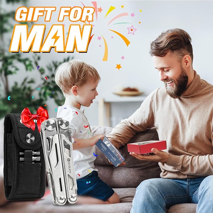 BIBURY Multitool Pliers Pro BI2045, Stainless Steel Multi Tool Pliers with Replaceable Wire Cutters and Saw, Foldable Multitools with Scissors and Screwdriver, Ideal for Camping,Survival, Repair