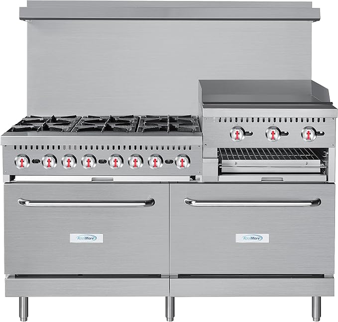 KoolMore KM-CRGB60-LP 60 in. 6 Burner Commercial Liquid Propane Range with 24 in. Griddle and Broiler