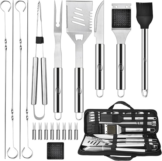 Kaluns Grilling Accessories, Dad Gifts for Christmas Grilling Gifts, Heavy Duty Stainless Steel Grill Set BBQ Grill Accessories for Outdoor Grill with Storage Case and Apron, Best Gifts for Men Dad